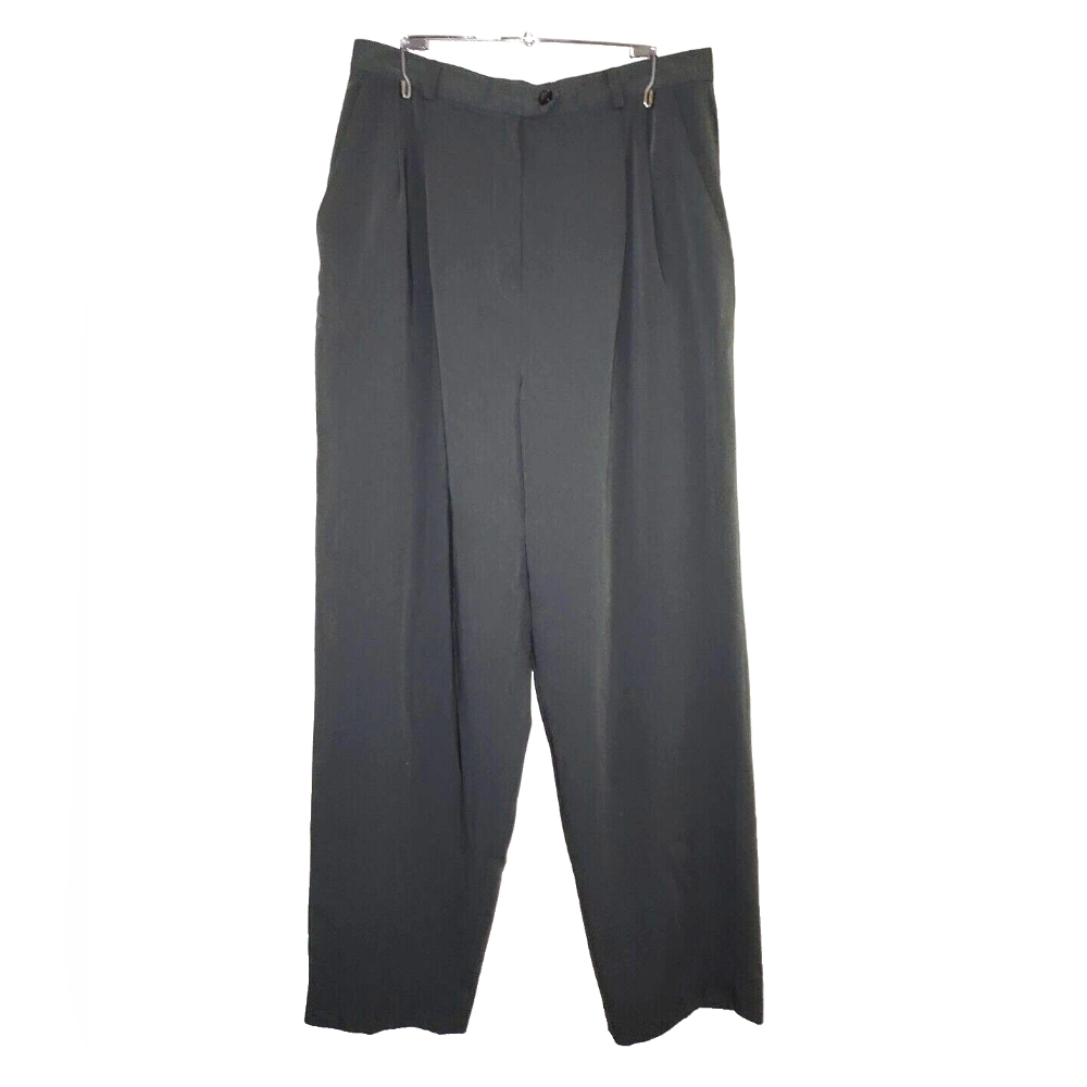 Vintage Jacqueline Ferrar Olive Green Pleated Front Slacks Trouser Pants Size 12